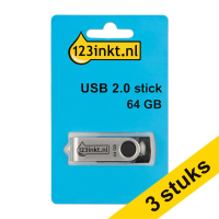 Aanbieding: 3x 123inkt USB 2.0-stick 64GB 302952 Aanbieding: 3x 123inkt USB 2.0-stick 64GB 302952