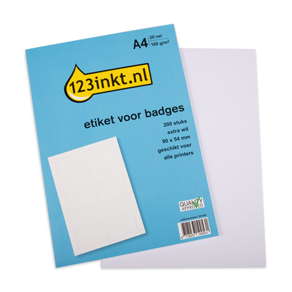 Aanbieding: 3x 123inkt badgekaart 90 x 54 mm (200 naambadges)  301463 - 1