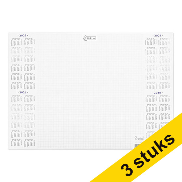 Aanbieding: 3x 123inkt bureau onderlegblok 50 x 35 cm 2025-2028 (40 vellen)  390676 - 1