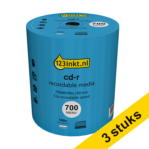 Aanbieding: 3x 123inkt cd-r 80 min. 100 stuks op spindel 301582 - 1
