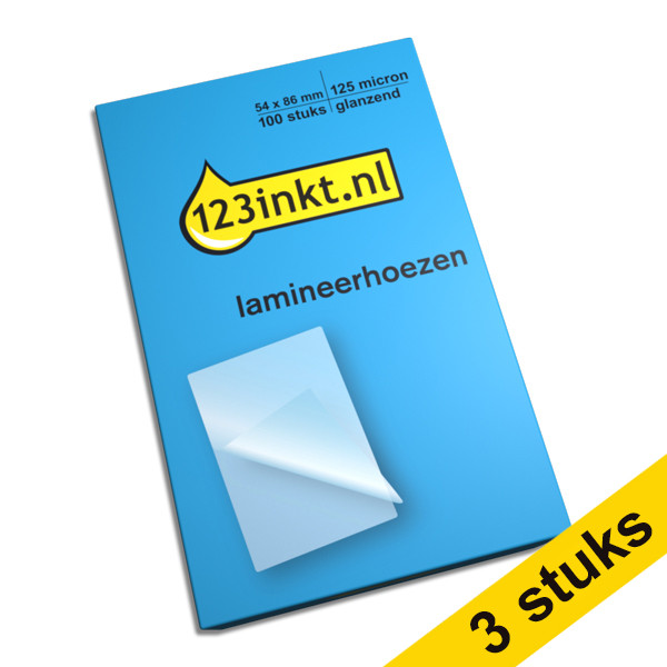 Aanbieding: 3x 123inkt creditcard lamineerhoes 54 x 86 mm glanzend 2x125 micron (100 stuks) 301133 - 1