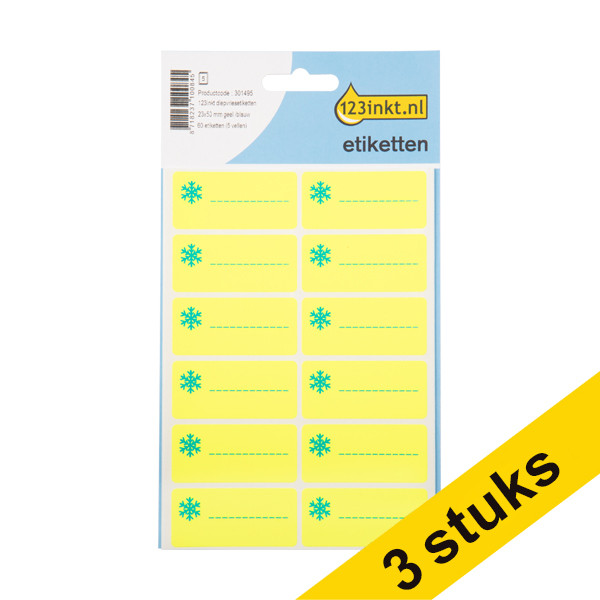 Aanbieding: 3x 123inkt diepvriesetiketten 23 x 50 mm geel/blauw (60 etiketten)   301529 - 1