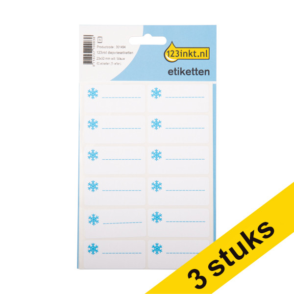 Aanbieding: 3x 123inkt diepvriesetiketten 23 x 50 mm wit/blauw (60 etiketten) 301528 - 1