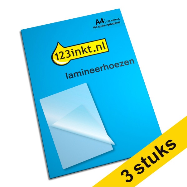 Aanbieding: 3x 123inkt document lamineerhoes A4 glanzend 2x125 micron (100 stuks)  300821 - 1