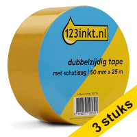 Aanbieding: 3x 123inkt dubbelzijdig tape met schutlaag 50 mm x 25 m