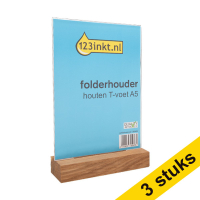 Aanbieding: 3x 123inkt folderhouder houten T-voet A5  301569
