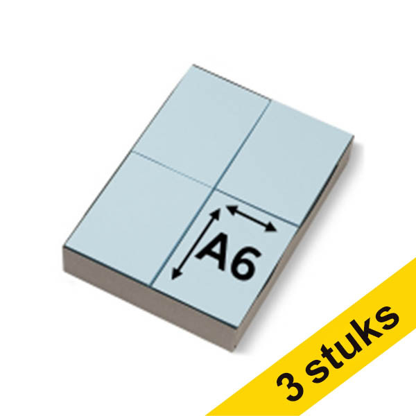 Aanbieding: 3x 123inkt gekleurde blanco voorschriften blauw 80 g/m² A6 (2000 vellen) 300618 - 1