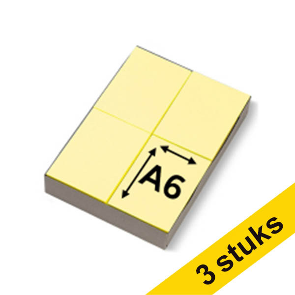 Aanbieding: 3x 123inkt gekleurde blanco voorschriften geel 80 g/m² A6 (2000 vellen) 300617 - 1