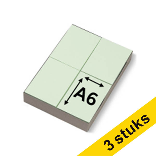 Aanbieding: 3x 123inkt gekleurde blanco voorschriften lichtgroen 80 g/m² A6 (2000 vellen) 300619 - 1