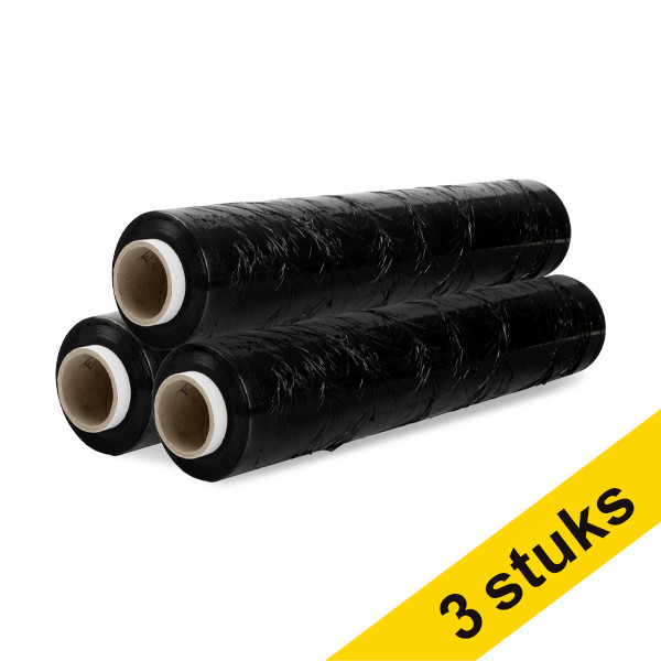 Aanbieding: 3x 123inkt handwikkelfolie zwart (50 cm x 300 m)  206269 - 1