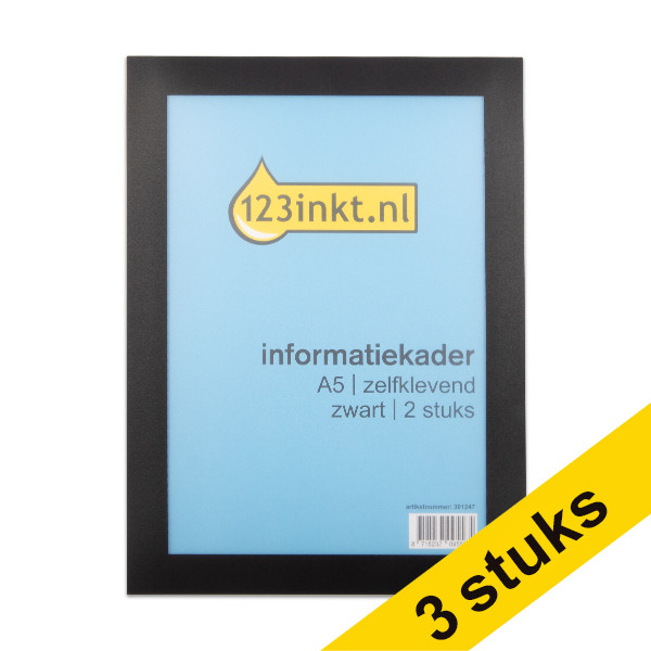 Aanbieding: 3x 123inkt informatiekader A5 zelfklevend zwart (2 stuks)  301277 - 1