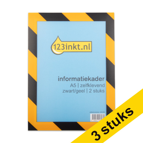 Aanbieding: 3x 123inkt informatiekader A5 zelfklevend zwart/geel (2 stuks)  301280 - 1
