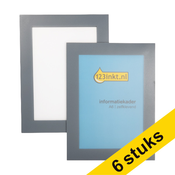 Aanbieding: 3x 123inkt informatiekader A6 zelfklevend grijs (2 stuks)  301730 - 1