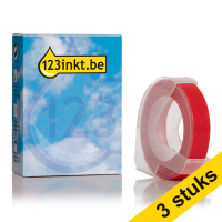 Aanbieding: 3x 123inkt lettertang S0898150 / 520102 reliëftape wit op rood 650770