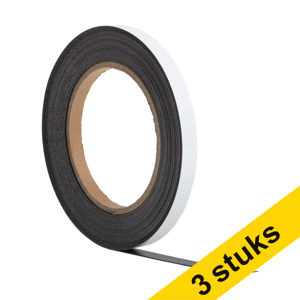Aanbieding: 3x 123inkt magnetische etiketband uitwisbaar wit 1 cm x 10 m 302132 - 1