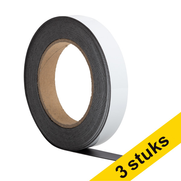 Aanbieding: 3x 123inkt magnetische etiketband uitwisbaar wit 2 cm x 10 m 302133 - 1
