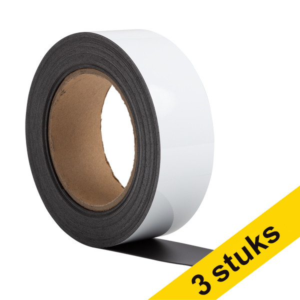 Aanbieding: 3x 123inkt magnetische etiketband uitwisbaar wit 4 cm x 10 m 302135 - 1