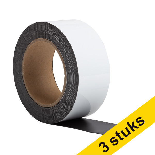Aanbieding: 3x 123inkt magnetische etiketband uitwisbaar wit 5 cm x 10 m 302136 - 1