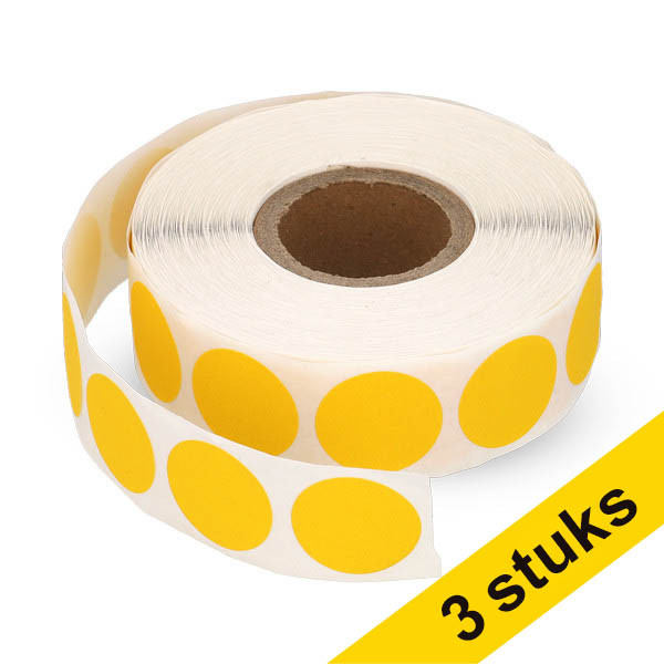 Aanbieding: 3x 123inkt markeringspunten Ø 18 mm donkergeel (1.000 etiketten op rol) 035231 - 1