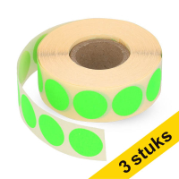 Aanbieding: 3x 123inkt markeringspunten Ø 18 mm neongroen (1.000 etiketten op rol) 035240