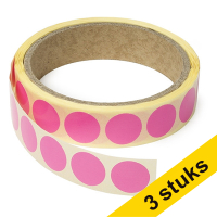Aanbieding: 3x 123inkt markeringspunten Ø 18 mm neonroze (1.000 etiketten op rol) 035238