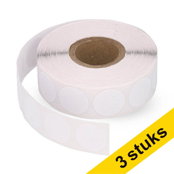 Aanbieding: 3x 123inkt markeringspunten Ø 18 mm wit (1.000 etiketten op rol) 035236 - 1