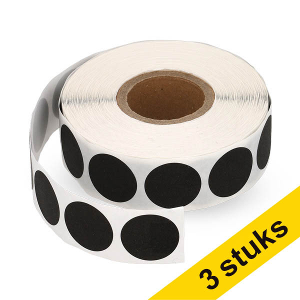 Aanbieding: 3x 123inkt markeringspunten Ø 18 mm zwart (1.000 etiketten op rol) 035237 - 1