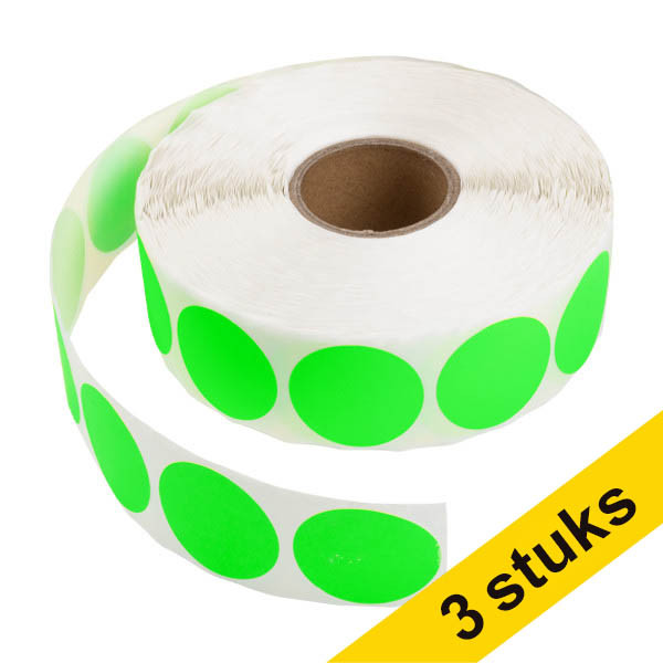 Aanbieding: 3x 123inkt markeringspunten Ø 35 mm groen (1000 etiketten op rol) 303005 - 1