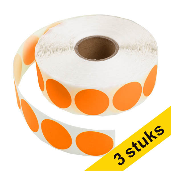 Aanbieding: 3x 123inkt markeringspunten Ø 35 mm oranje (1000 etiketten op rol) 303007 - 1