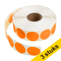 Aanbieding: 3x 123inkt markeringspunten Ø 35 mm oranje (2000 etiketten op rol)  302358