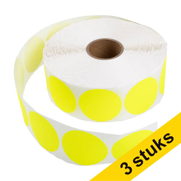 Aanbieding: 3x 123inkt markeringspunten Ø 50 mm geel (1000 etiketten op rol) 303011 - 1