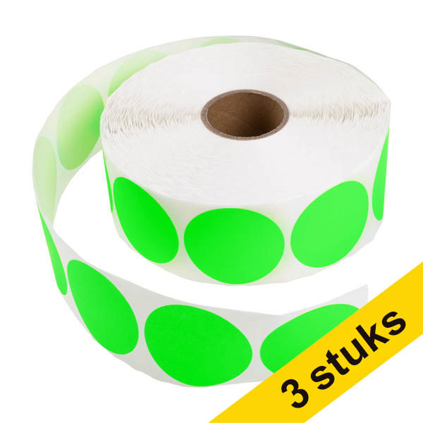 Aanbieding: 3x 123inkt markeringspunten Ø 50 mm groen (1.000 etiketten op rol) 303010 - 1