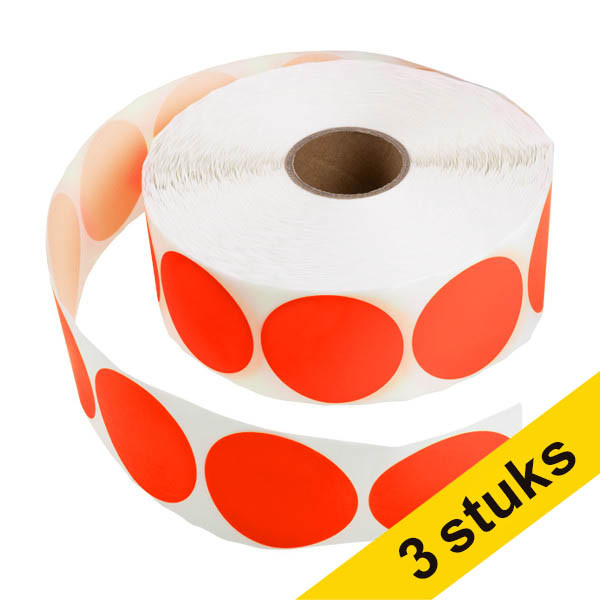 Aanbieding: 3x 123inkt markeringspunten Ø 50 mm rood (1.000 etiketten op rol) 303009 - 1