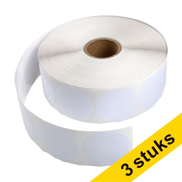 Aanbieding: 3x 123inkt markeringspunten Ø 50 mm wit (2000 etiketten op rol)  302364 - 1