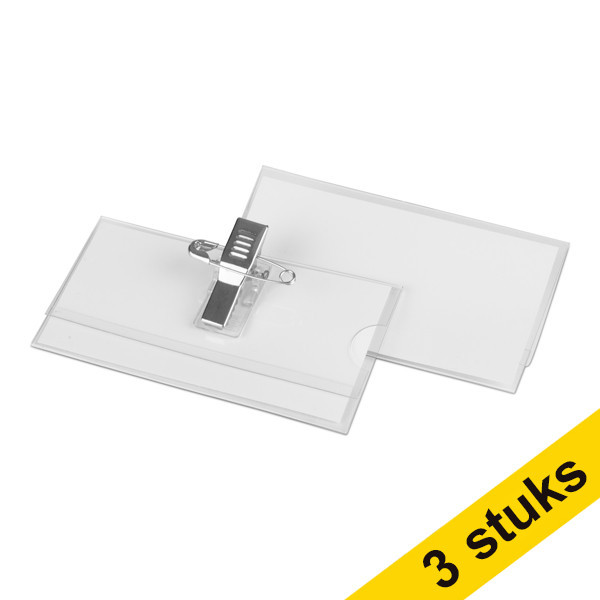 Aanbieding: 3x 123inkt naambadge met combiklem 75 x 40 mm (25 stuks) 390656 - 1