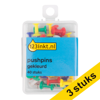 Aanbieding: 3x 123inkt pushpins gekleurd (40 stuks)  423178