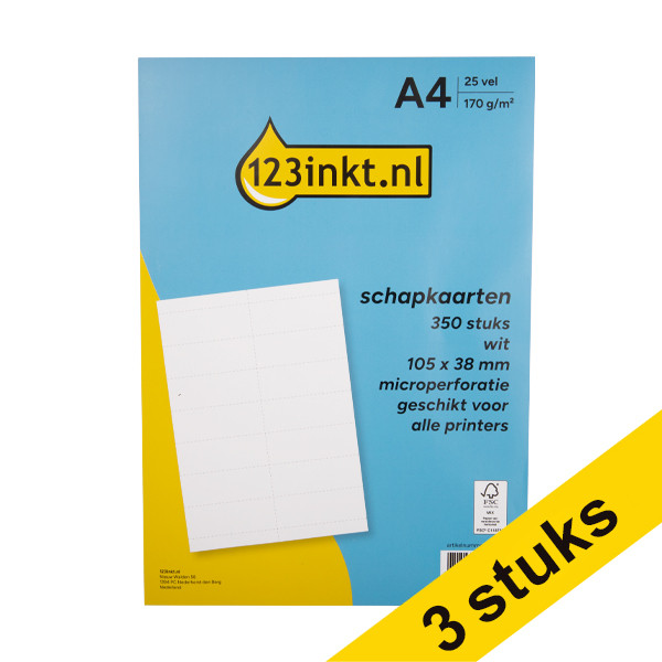 Aanbieding: 3x 123inkt schapkaarten wit 105 x 38 mm (350 stuks) 301974 - 1