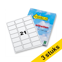Aanbieding: 3x 123inkt universele etiketten A4 63,5 x 38,1 mm wit (2.100 etiketten) FSC® Mix Credit 303452