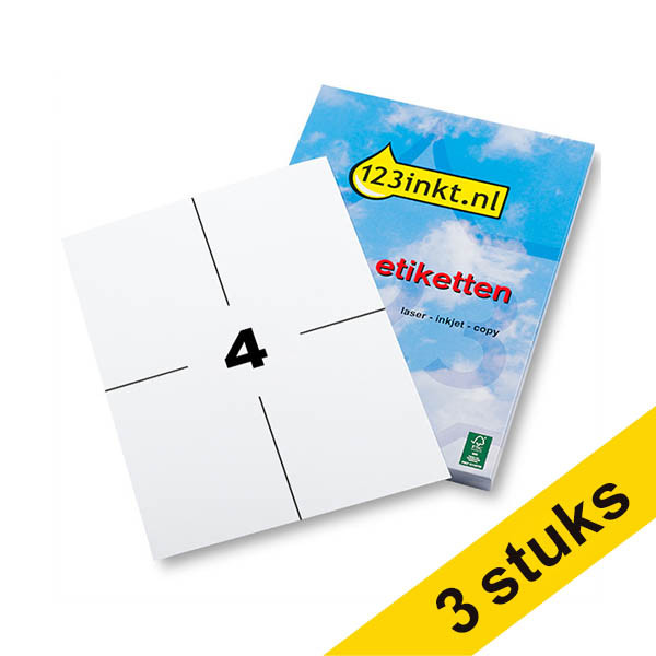 Aanbieding: 3x 123inkt universele verzendetiketten A4 105 x 148 mm wit (400 etiketten) FSC® Mix Credit 303448 - 1