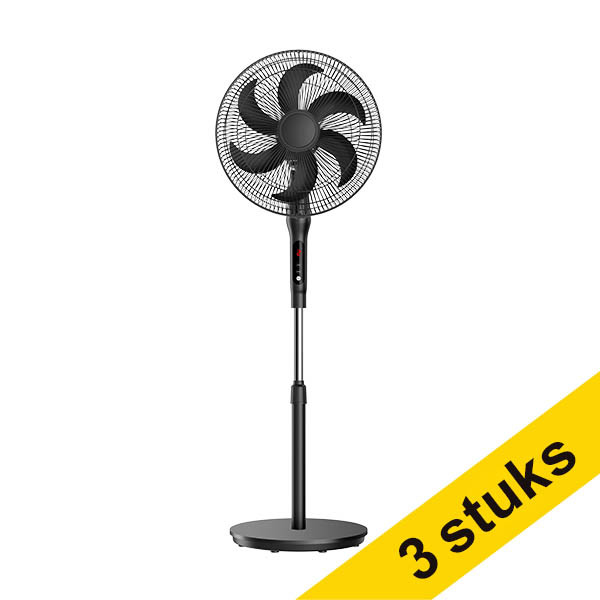 Aanbieding: 3x 123inkt ventilator staand F602 met afstandsbediening zwart 303407 - 1