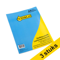 Aanbieding: 3x 123inkt zelfklevende lamineerhoes A4 glanzend 2x75 micron (25 stuks) 303151