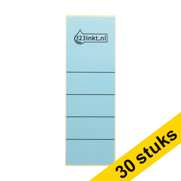 Aanbieding: 3x 123inkt zelfklevende rugetiketten breed 61 x 191 mm blauw (10 stuks) 301695 - 1
