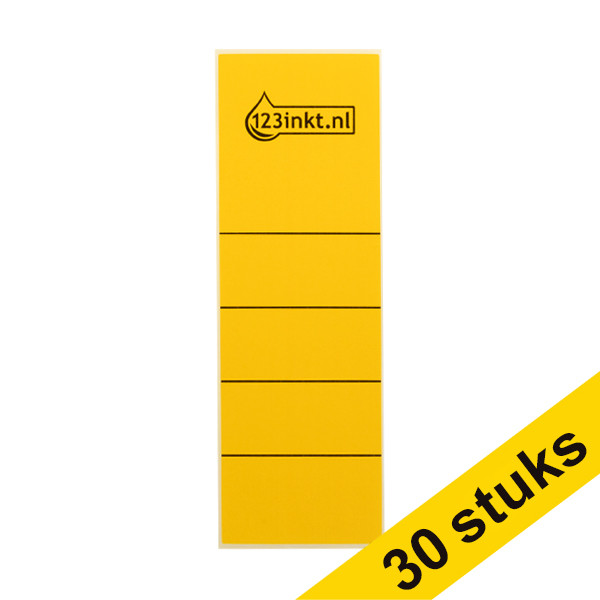 Aanbieding: 3x 123inkt zelfklevende rugetiketten breed 61 x 191 mm geel (10 stuks) 301696 - 1
