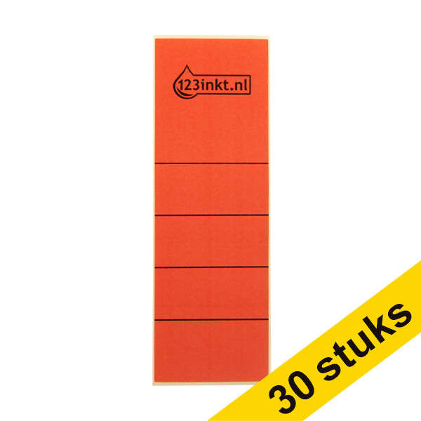 Aanbieding: 3x 123inkt zelfklevende rugetiketten breed 61 x 191 mm rood (10 stuks)  301698 - 1