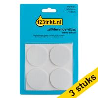 Aanbieding: 3x 123inkt zelfklevende viltjes rond wit 38 mm (4 stuks)