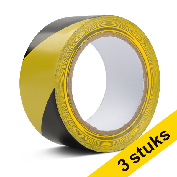 Aanbieding: 3x 123inkt zelfklevende vloermarkeringstape zwart/geel 50 mm x 33 m 302552 Aanbieding: 3x 123inkt zelfklevende vloermarkeringstape zwart/geel 50 mm x 33 m 302552 - 1