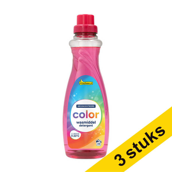Aanbieding: 3x 123schoon Color wasmiddel vloeibaar 1 liter (33 wasbeurten) SDR07351 - 1