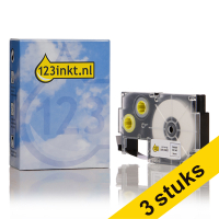 Aanbieding: 3x Casio XR-9WE1 tape zwart op wit 9 mm (123inkt huismerk) XR9WE1C 056240