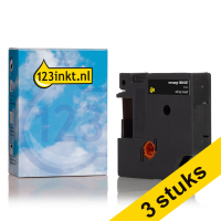 Aanbieding: 3x Dymo 1805437 IND Rhino tape vinyl wit op zwart 9 mm (123inkt huismerk)