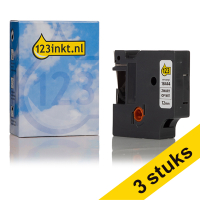 Aanbieding: 3x Dymo S0718600 / 18444 IND Rhino tape vinyl zwart op wit 12 mm (123inkt huismerk)